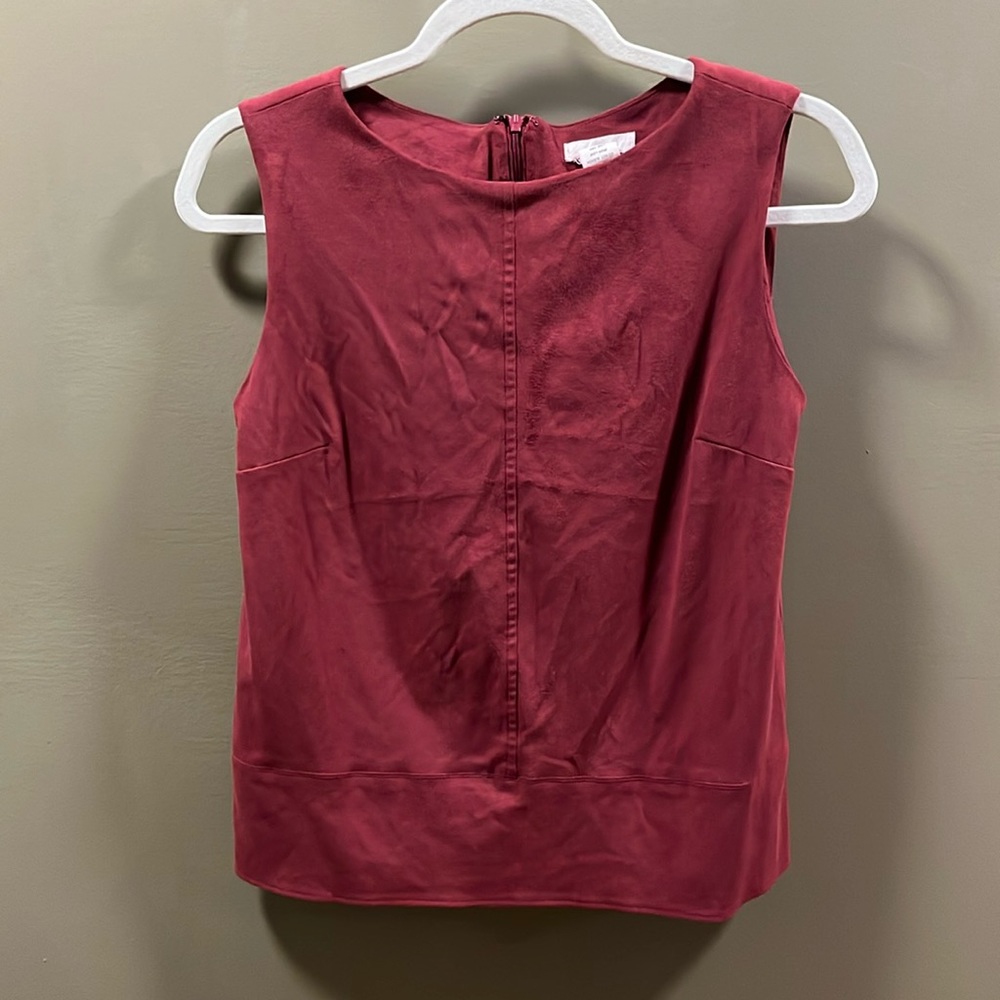 Beautiful burgundy faux suede sleeveless top.